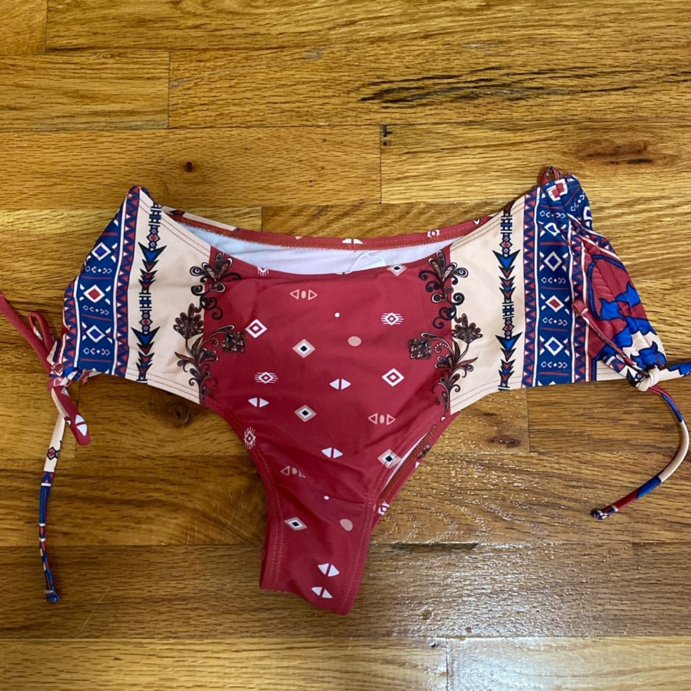 Cupshe Paisley floral print ruched drawstring bikini bottom only.